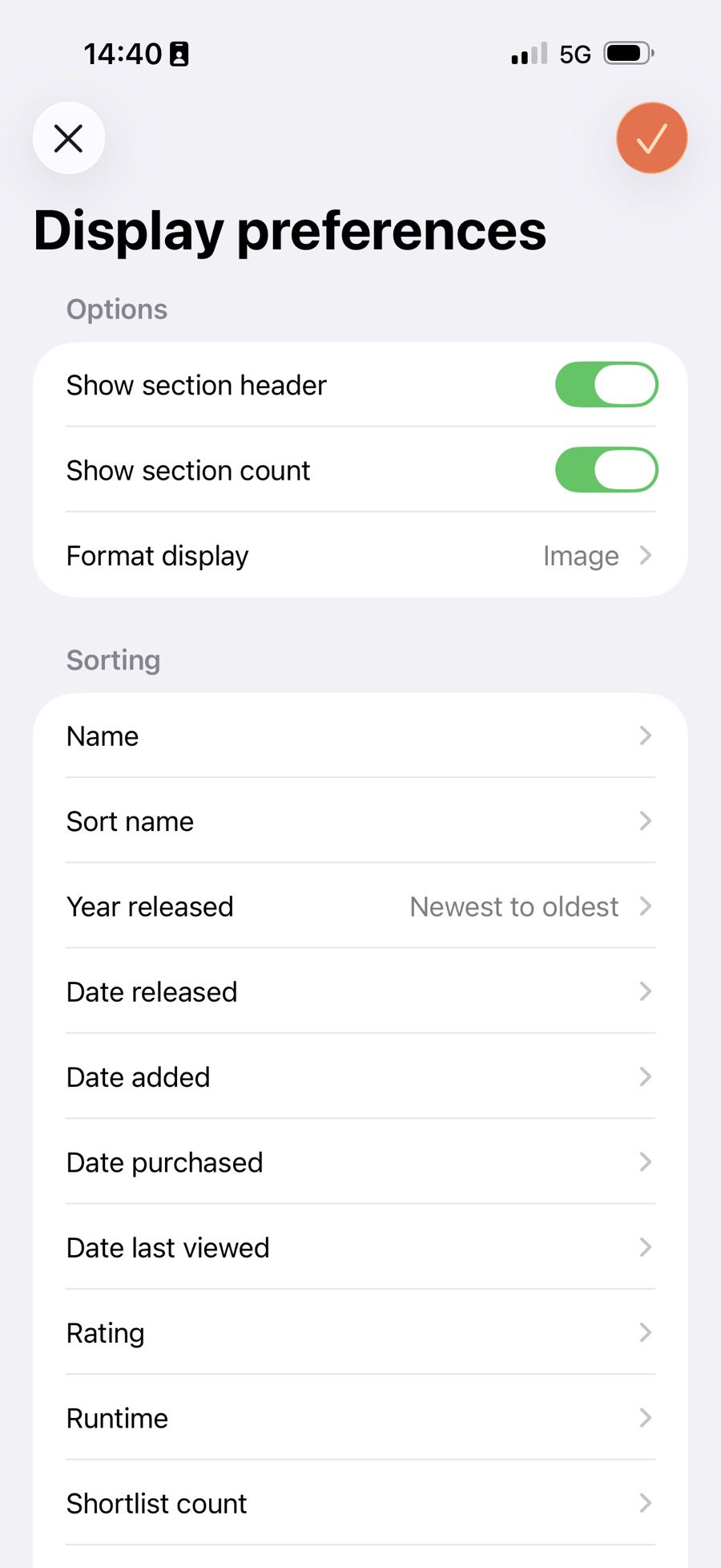 Display preferences